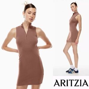 Aritzia | Sunday Best 🤎 1/2 Zip Dress in Chocolate Sorbet Brown, Size Small
